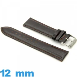 Bracelet cuir véritable 12 mm Rembourré de montre Lisse