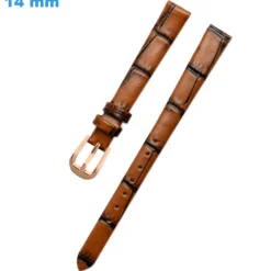 Bracelet Cuir véritable Ardillon pour montre Brun 14 mm