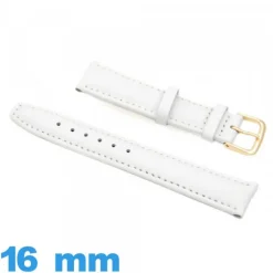 Bracelet Cuir véritable Blanc pour montre 16mm