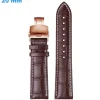 Bracelet Cuir véritable boucle Papillon montre Brun 20 mm