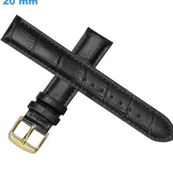 Bracelet Cuir véritable boucle Ardillon pour montre Noir 20 mm