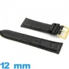 Bracelet cuir véritable Crocodile Noir montre 12 mm