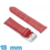 Bracelet Cuir véritable de veau de luxe rouge pour montre 18 mm