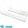 Bracelet Cuir véritable de veau lisse  16mm blanc pour montre