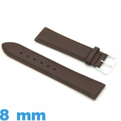 Bracelet Cuir véritable de veau lisse  8 mm pour montre