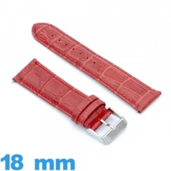 Bracelet Cuir véritable de veau de luxe rouge pour montre 18 mm