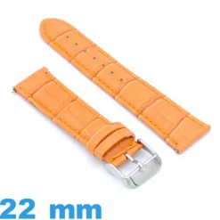 Bracelet Cuir véritable de veau de luxe orange de montre 22mm