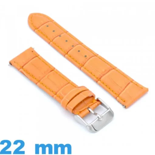 Bracelet Cuir véritable de veau de luxe orange de montre 22mm