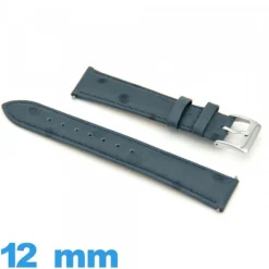 Bracelet Cuir véritable luxe de veau  12mm Bleu pour montre