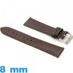 Bracelet cuir véritable montre 8 mm Plat Grain Buffalo