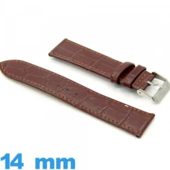 Bracelet cuir véritable Plat 14 mm de montre Alligator