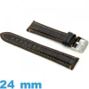 Bracelet cuir véritable Rembourré 24 mm Noir montre Alligator