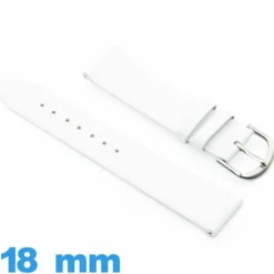 Bracelet de montre  18 mm Blanc Vrai cuir