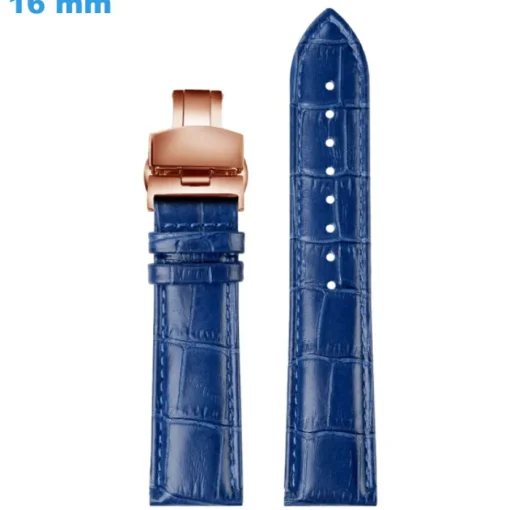Bracelet de montre 16 mm Cuir véritable Bleu