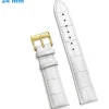 Bracelet de montre 24 mm Cuir véritable boucle Ardillon Blanc