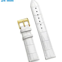 Bracelet de montre 24 mm Cuir véritable boucle Ardillon Blanc
