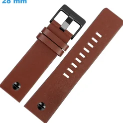 Bracelet de montre 28 mm Cuir véritable Brun fermoir Ardillon