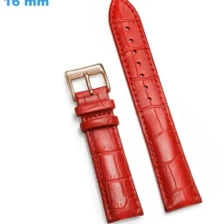 Bracelet de montre 16 mm Cuir véritable boucle Ardillon Rouge