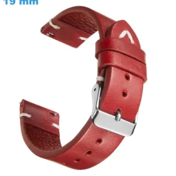 Bracelet de montre 19 mm Cuir véritable Ardillon Rouge
