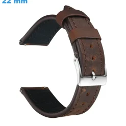 Bracelet de montre 22 mm Cuir véritable Brun boucle Ardillon