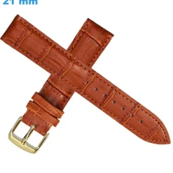 Bracelet de montre 21 mm Cuir véritable fermoir Ardillon Brun