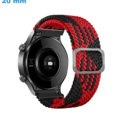Bracelet de montre 20 mm Nylon Sangle Rouge et Noir