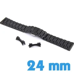 Bracelet de Montre Acier Noir 24 mm + Cache Pompe