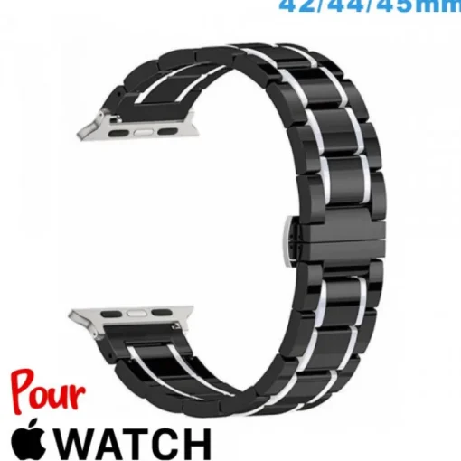 Bracelet de montre Apple Watch Noir Ceramique 42mm