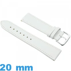 Bracelet de montre Blanc Cuir vegan  Plat 20mm