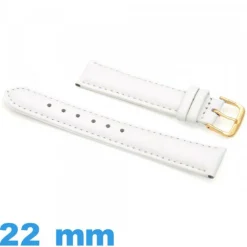 Bracelet de montre blanc Cuir véritable de veau lisse  22mm