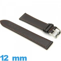 Bracelet de montre cuir Lisse  12mm
