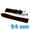 Bracelet de montre Cuir Marron foncé 24mm boucle papillon