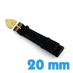 Bracelet de montre cuir noir 20 mm