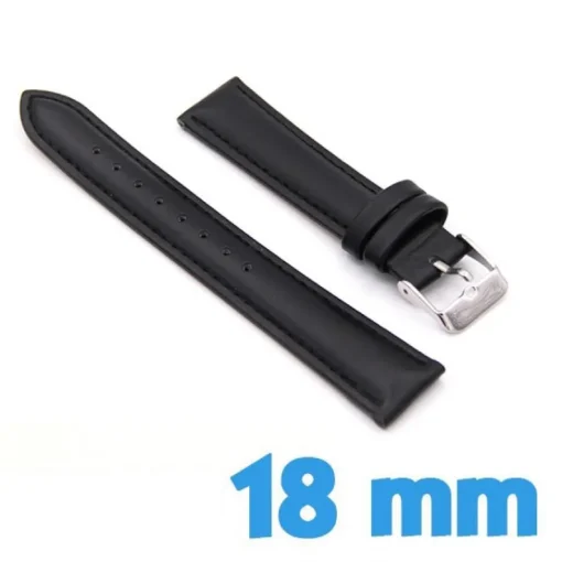 Bracelet de Montre Cuir PU noir 18 mm