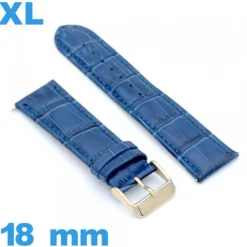 Bracelet de montre gros poignet bleu Cuir véritable de veau de luxe 18mm