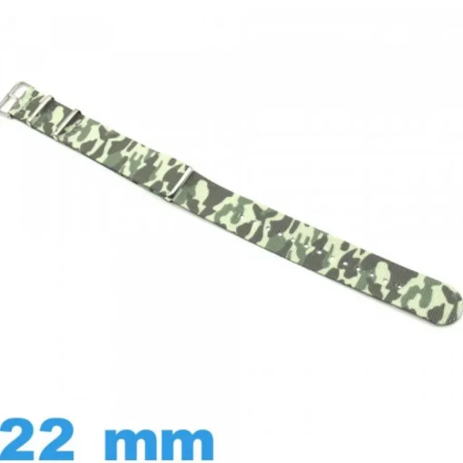 Bracelet de montre Nato 22 mm Camouflage Vert clair Textile