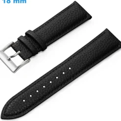 Bracelet de montre Noir 18 mm Cuir véritable Ardillon