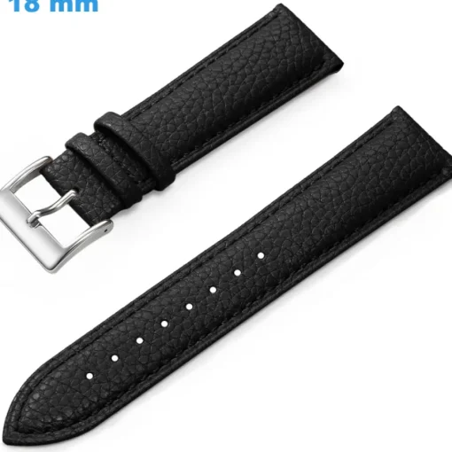 Bracelet de montre Noir 18 mm Cuir véritable Ardillon