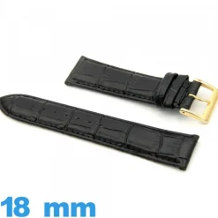 Bracelet de montre  Noir cuir 18 mm Crocodile