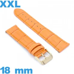 Bracelet de montre orange XXL Cuir véritable de veau de luxe 18 mm