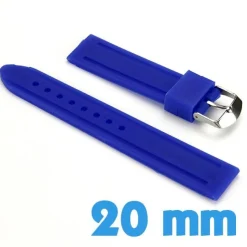 Bracelet de montre pas cher Bleu Silicone 20mm