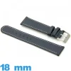 Bracelet de montre Plat 18mm Bleu cuir véritable Grain Lisse