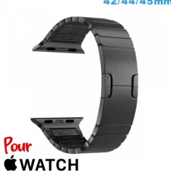 Bracelet de montre pour Apple Watch 42mm Noir Acier inoxydable