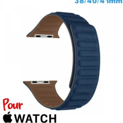 Bracelet de montre pour Apple Watch 38mm Bleu fonce Cuir Micro Fibre