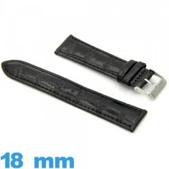 Bracelet de montre Rembourré 18mm Noir cuir véritable Alligator