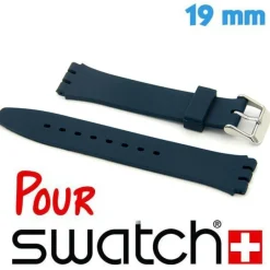 Bracelet de montre Swatch Bleu marine Silicone 19mm lisse