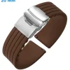 Bracelet Déployant 20 mm Caoutchouc Brun de montre