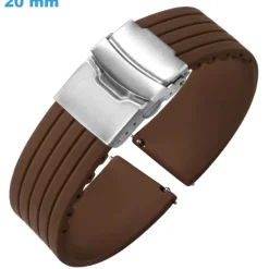 Bracelet Déployant 20 mm Caoutchouc Brun de montre