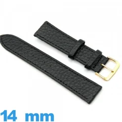 Bracelet Faux cuir Noir montre 14 mm Plat