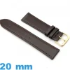 Bracelet Faux cuir Plat 20 mm Marron foncé pour montre Lisse